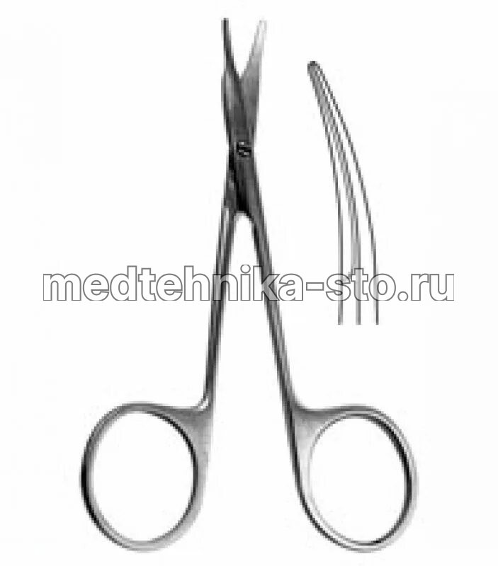 Ножницы роговичные тупоконечные вертикально-изогнутые, 110 мм
