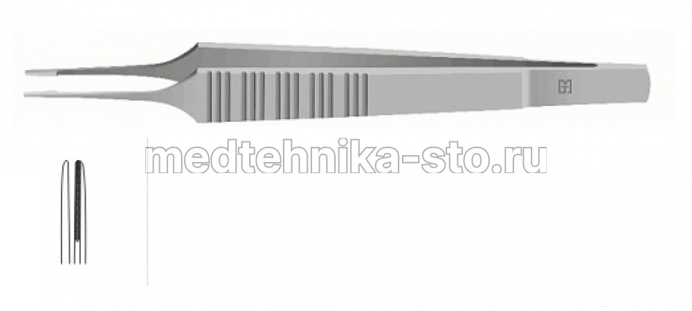 Пинцет м/х по Де Бейки, 150 мм, р.ч. 1,2 мм, плат.15 мм