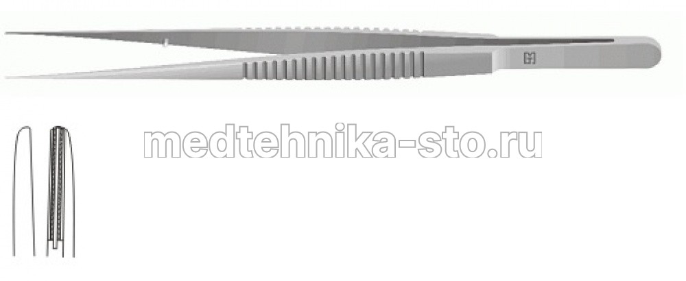 Пинцет м/х по Де Бейки пл.р, 210 мм, р.ч. 2,8 мм, плат.20 мм