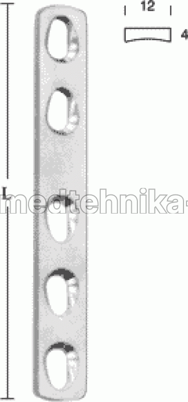Пластина прямая узкая 12х4 мм, дл. 135 мм, 8 отв.